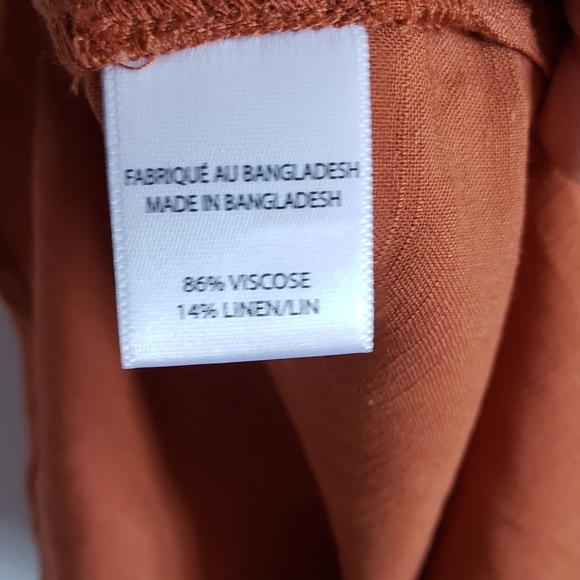 Lily Morgan Burnt Orange Sleeveless Blouse Wooden Buttons Viscose Linen Woman M - Picture 8 of 9